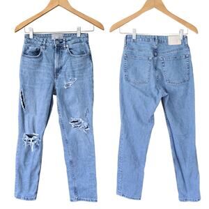 EVERLANE The Curvy Cheeky Jean Size 25 Crop Light Wash Distressed Slim Straight